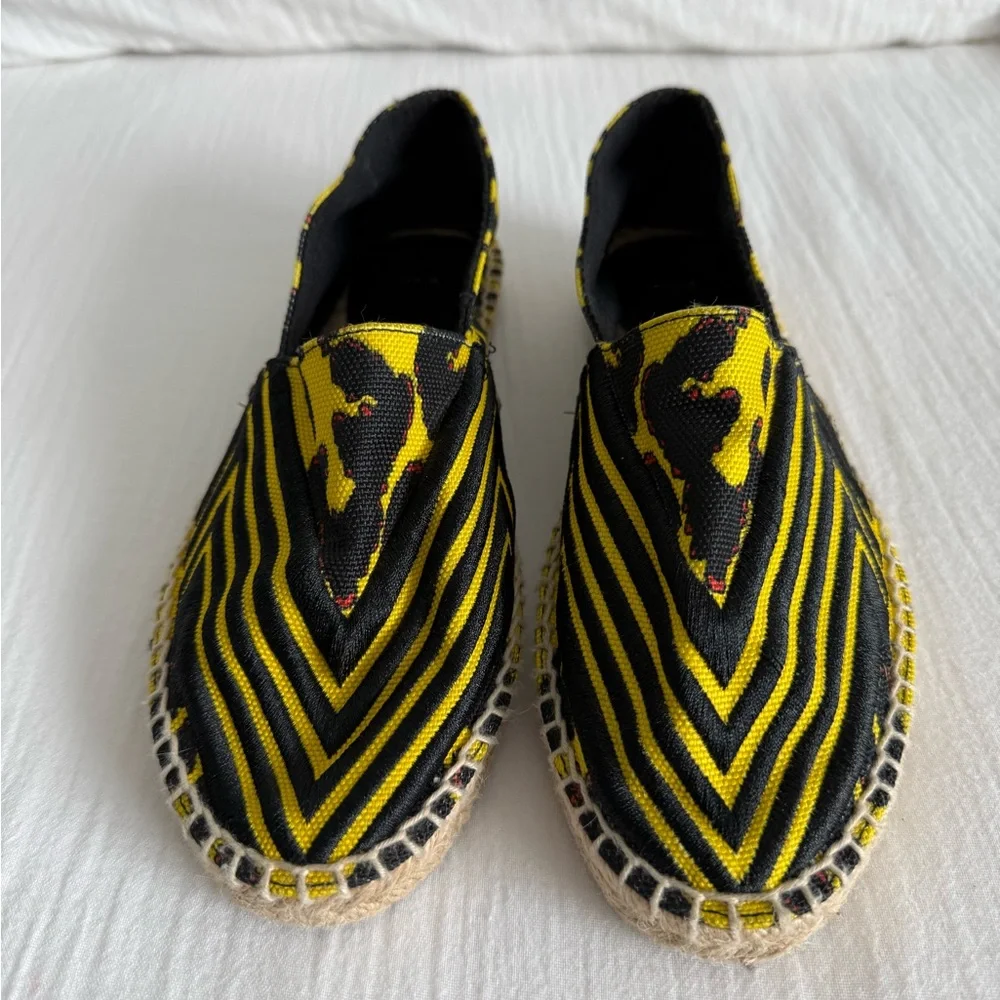 Maje Yellow and Black Espadrille Flats